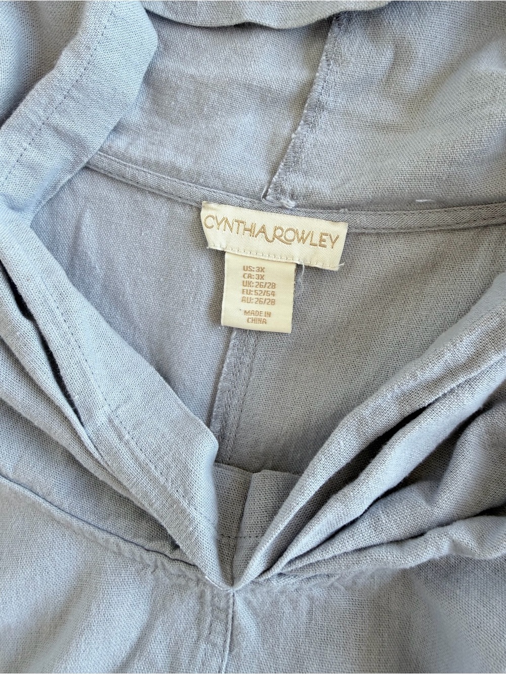 Cynthia Rowley 55% Linen Hooded Cowl Neck Asymmetrical Lagenlook Dress 3X - Picture 4 of 11